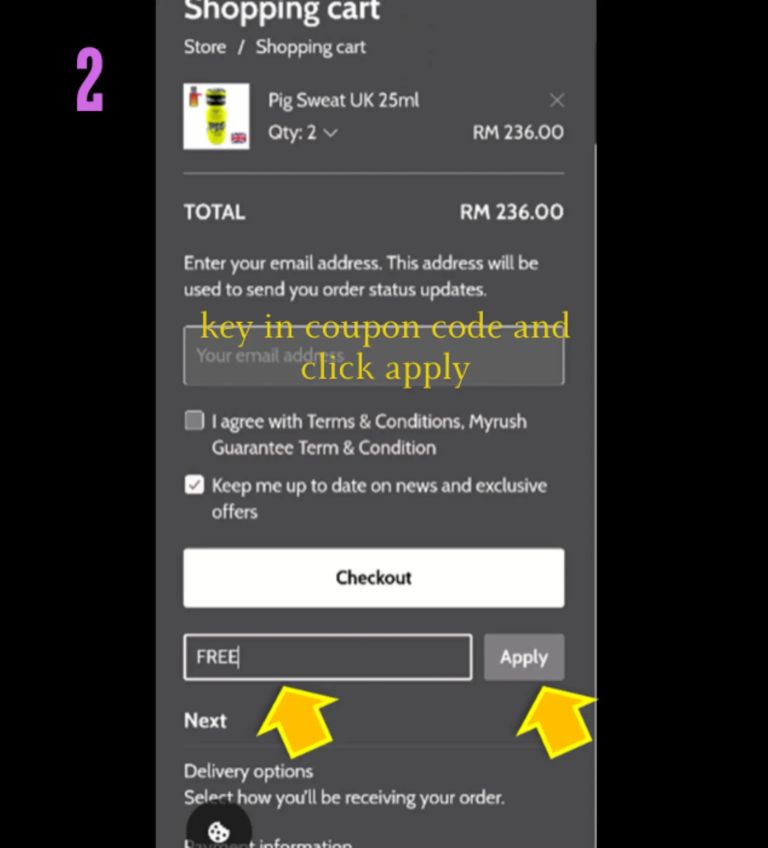 How to apply Coupon code-step 2