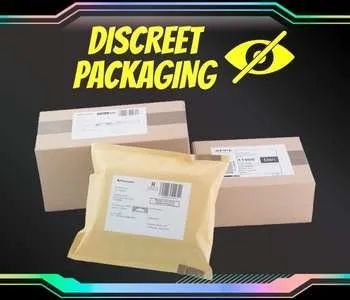 Discreet packaging promotion showing plain brown parcels and envelopes, secure and private delivery concept.